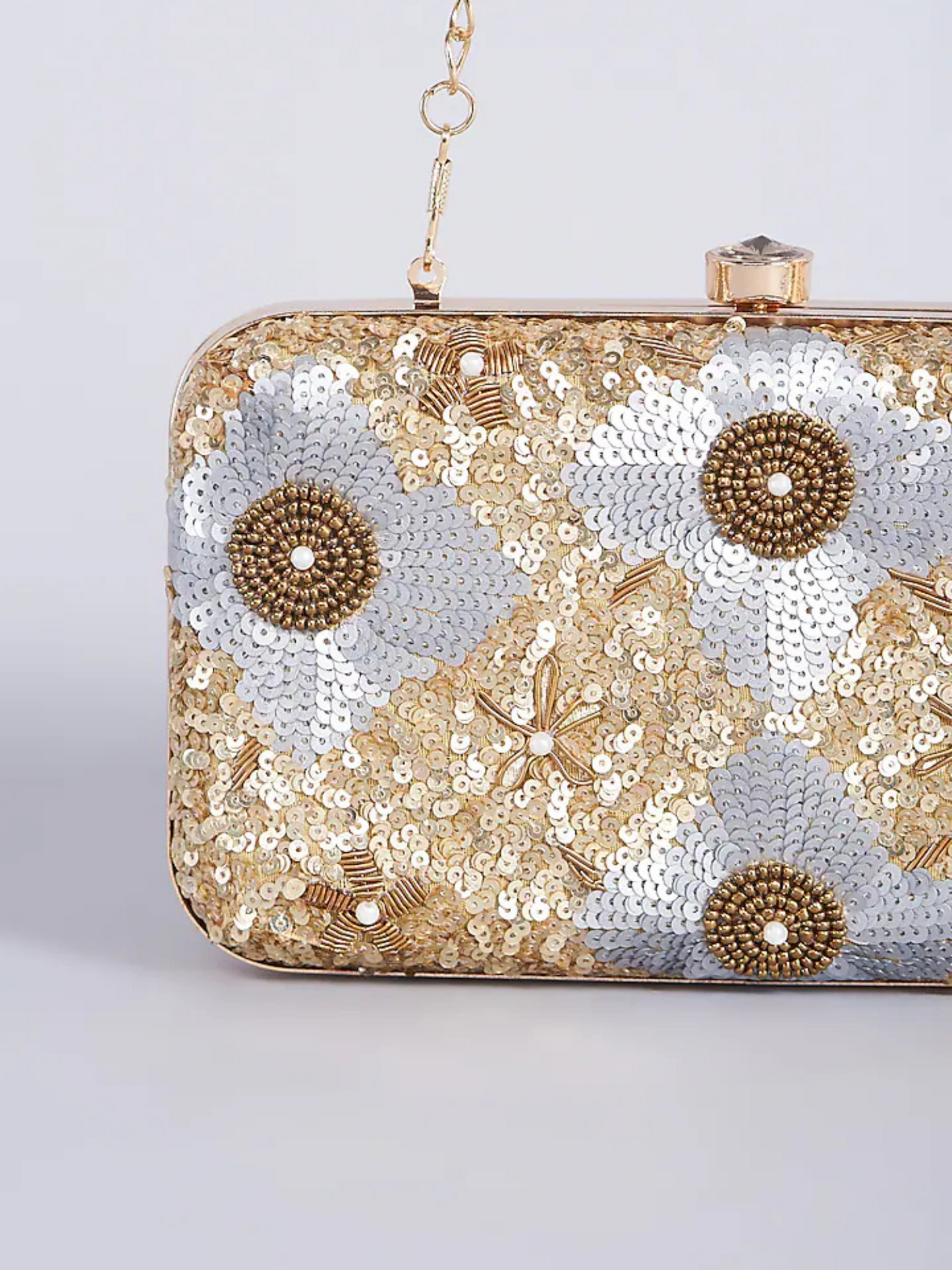 Shimmer Flower Handembroidered Clutch