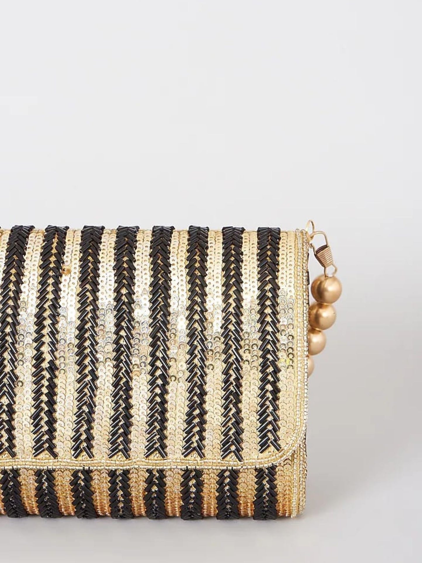 Black & Gold Flapover Clutch