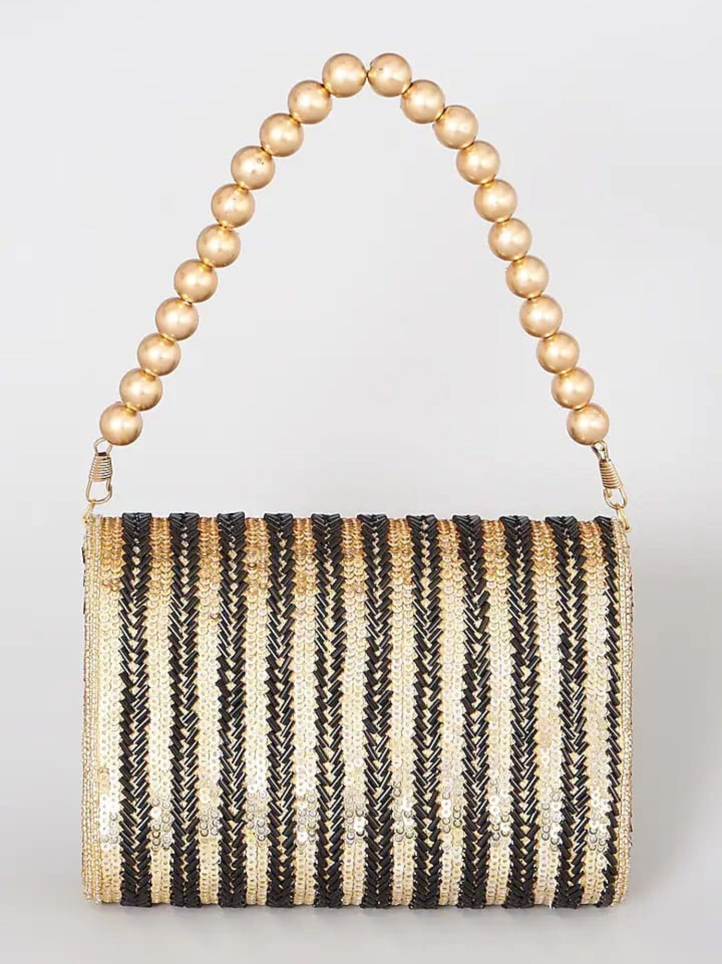 Black & Gold Flapover Clutch