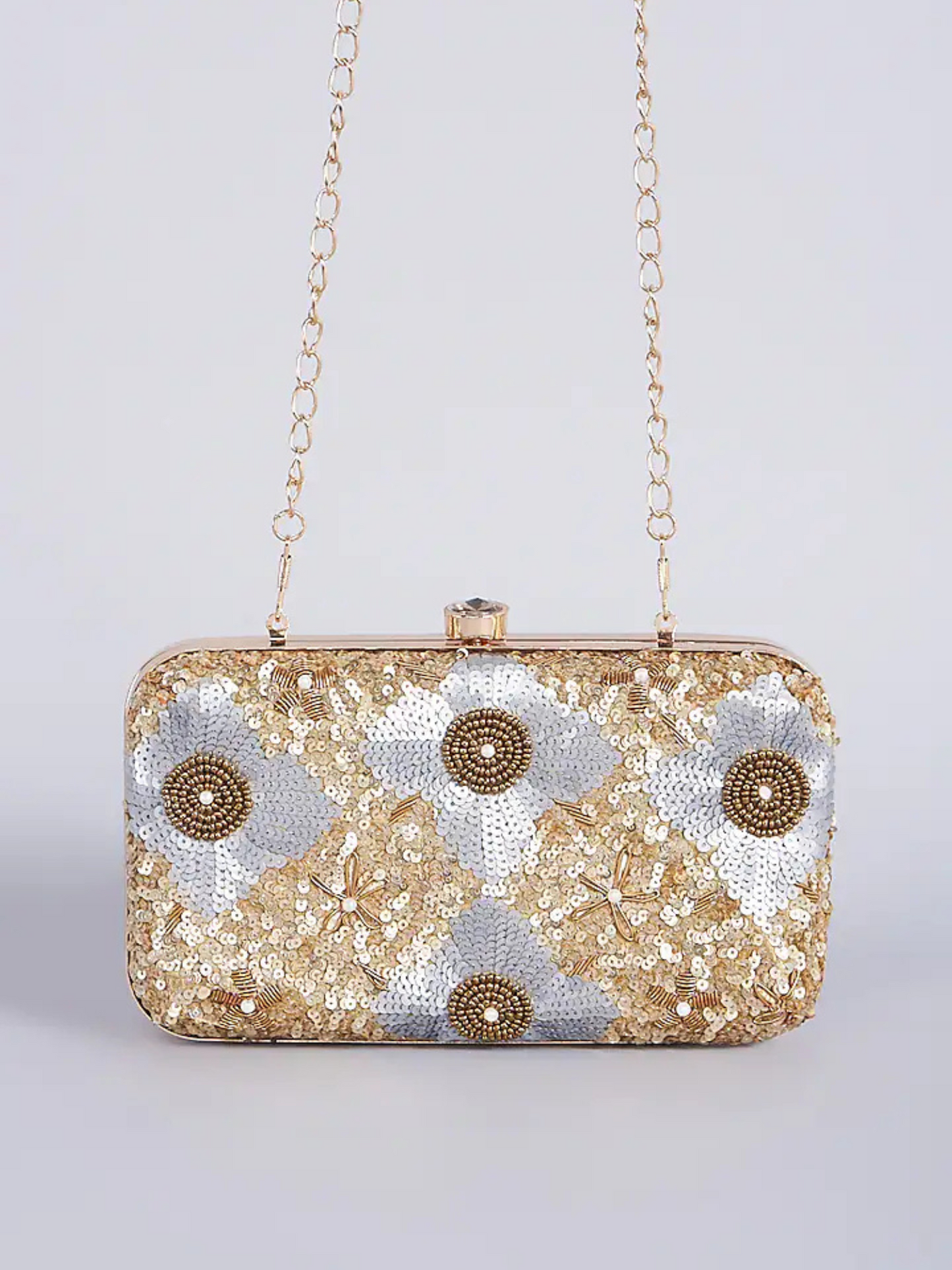 Shimmer Flower Handembroidered Clutch