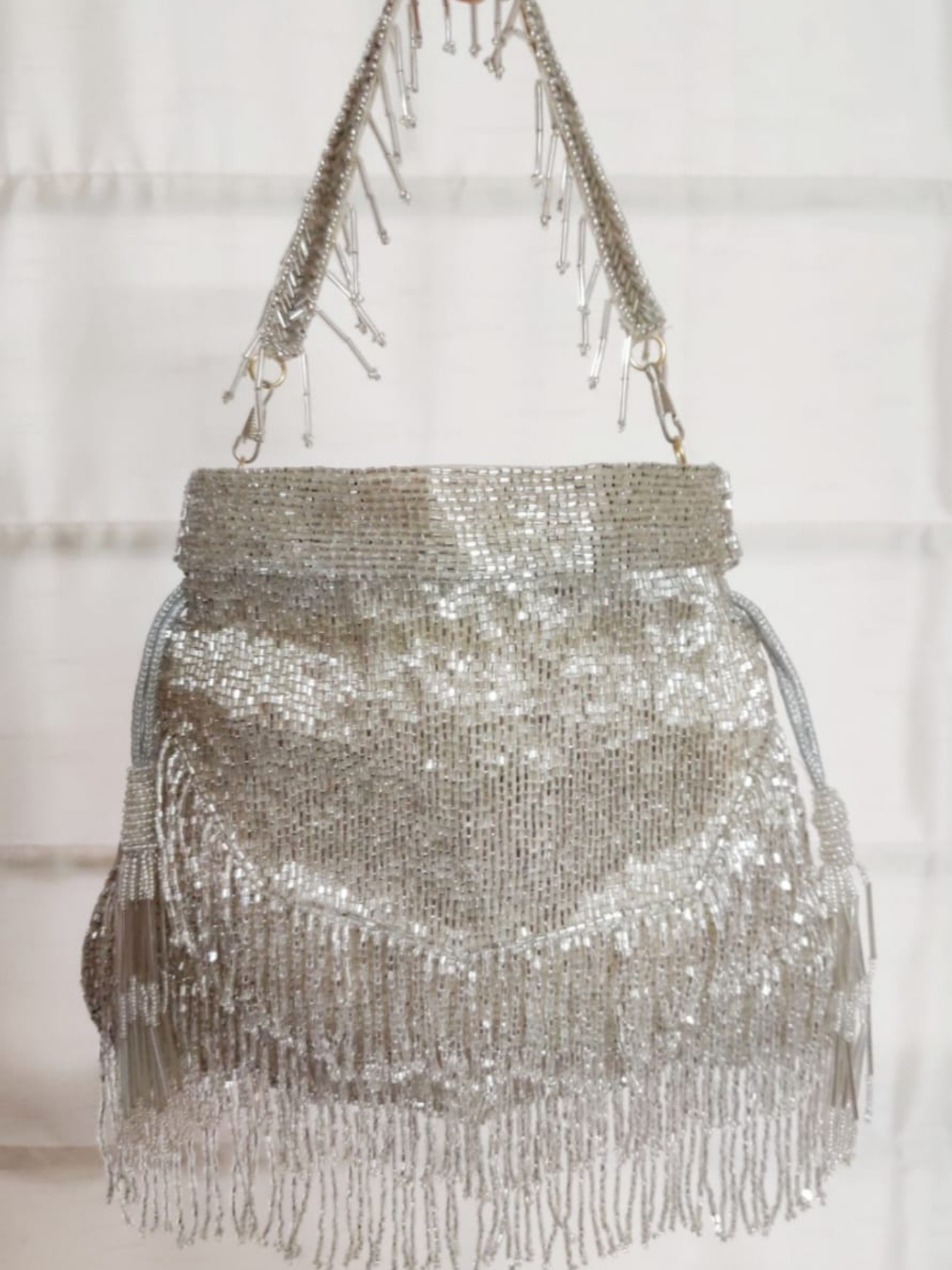 Silver Fringy Potli