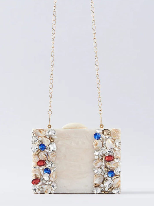 Ivory Embellished Resin clutch