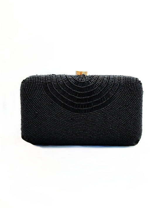 Black Beaded Cleopatra Clutch