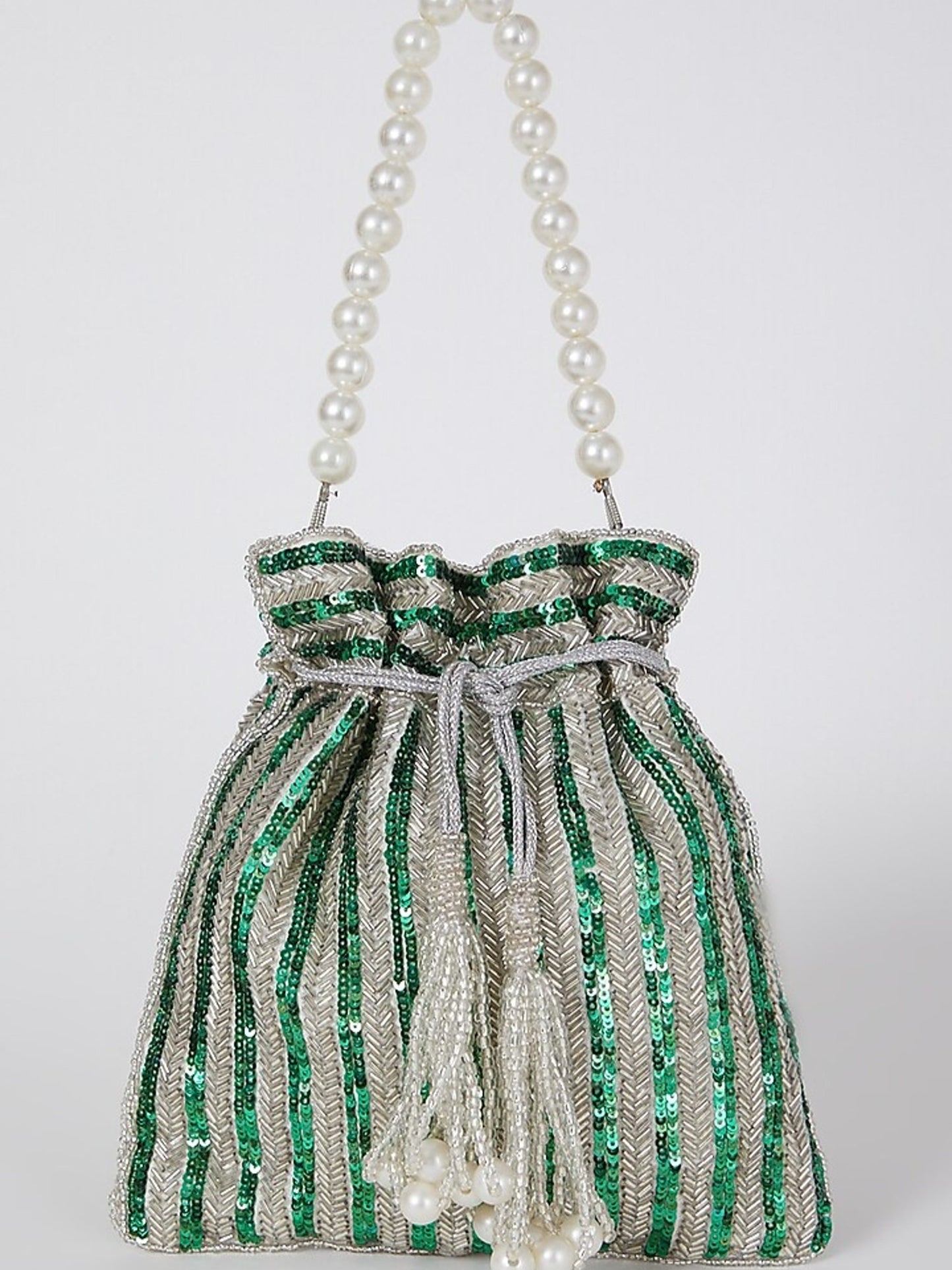 Green Sequins Handembroidered Potli